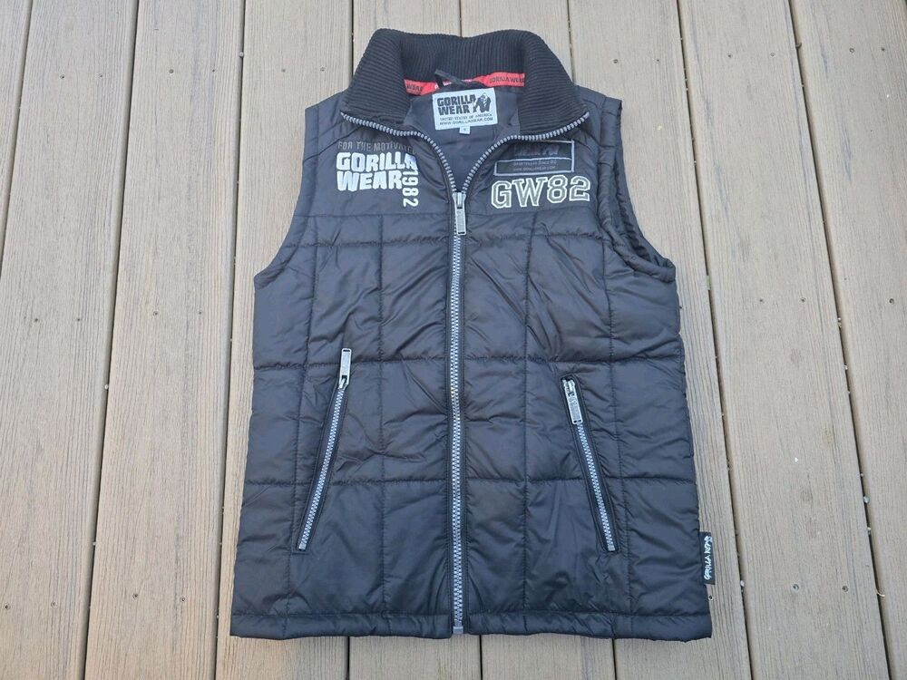 Gorilla Wear United States Of America Puffer Vest Shirt Men’s Small Black